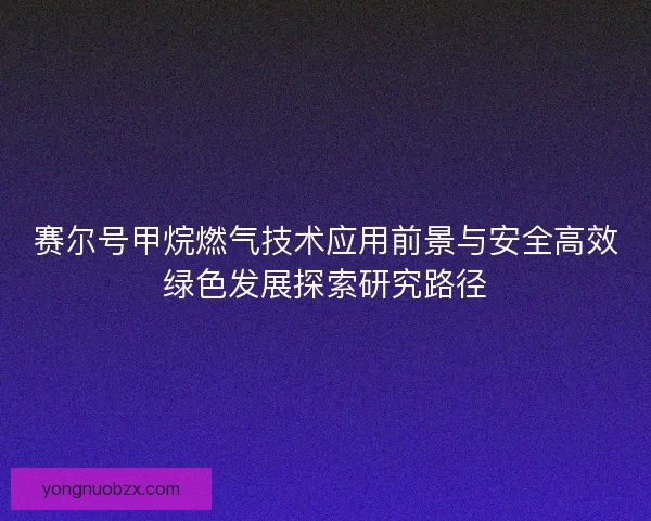 赛尔号甲烷燃气技术应用前景与安全高效绿色发展探索研究路径