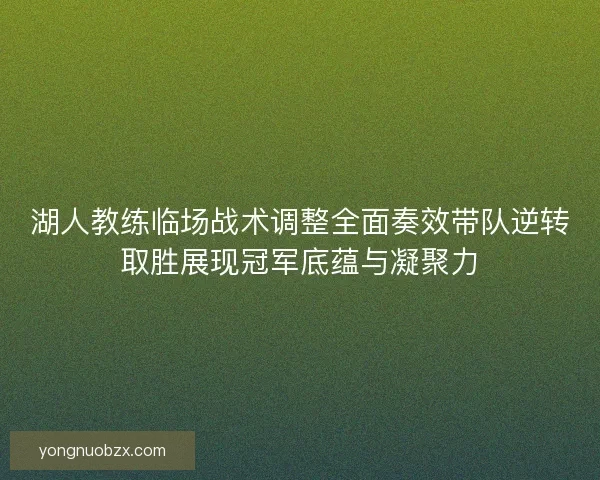湖人教练临场战术调整全面奏效带队逆转取胜展现冠军底蕴与凝聚力